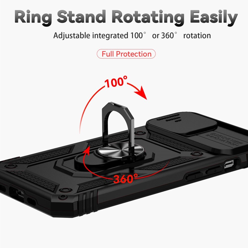 Hybridcover Tech Ring+Kamerabeskyttelse iPhone 15 Plus sort