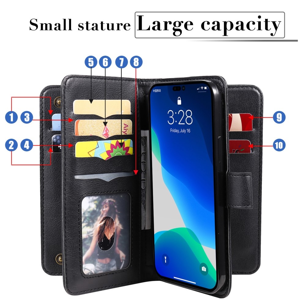 Mobiltaske Multi-slot iPhone 15 Pro sort