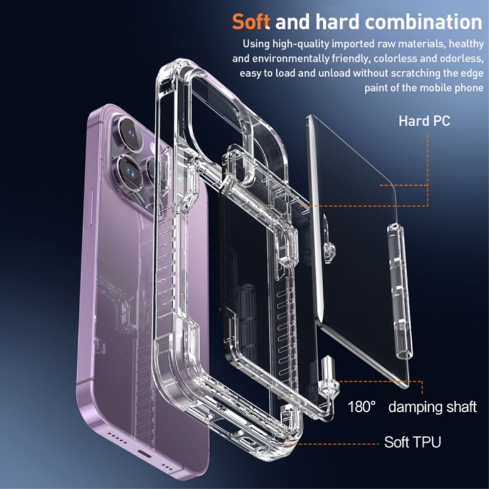 Hybridcover Kortholder Kickstand iPhone 15 Pro gennemsigtig