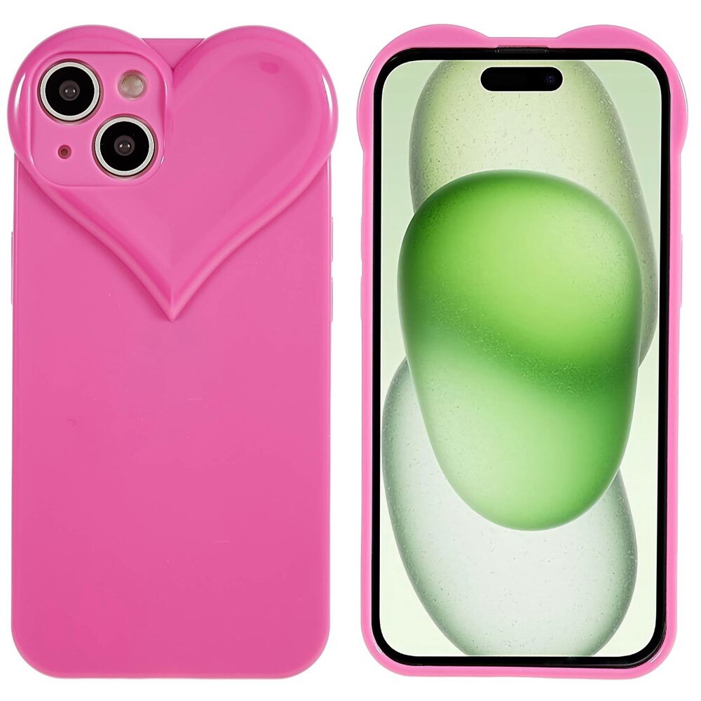 TPU Cover Hjerte iPhone 15 lyserød