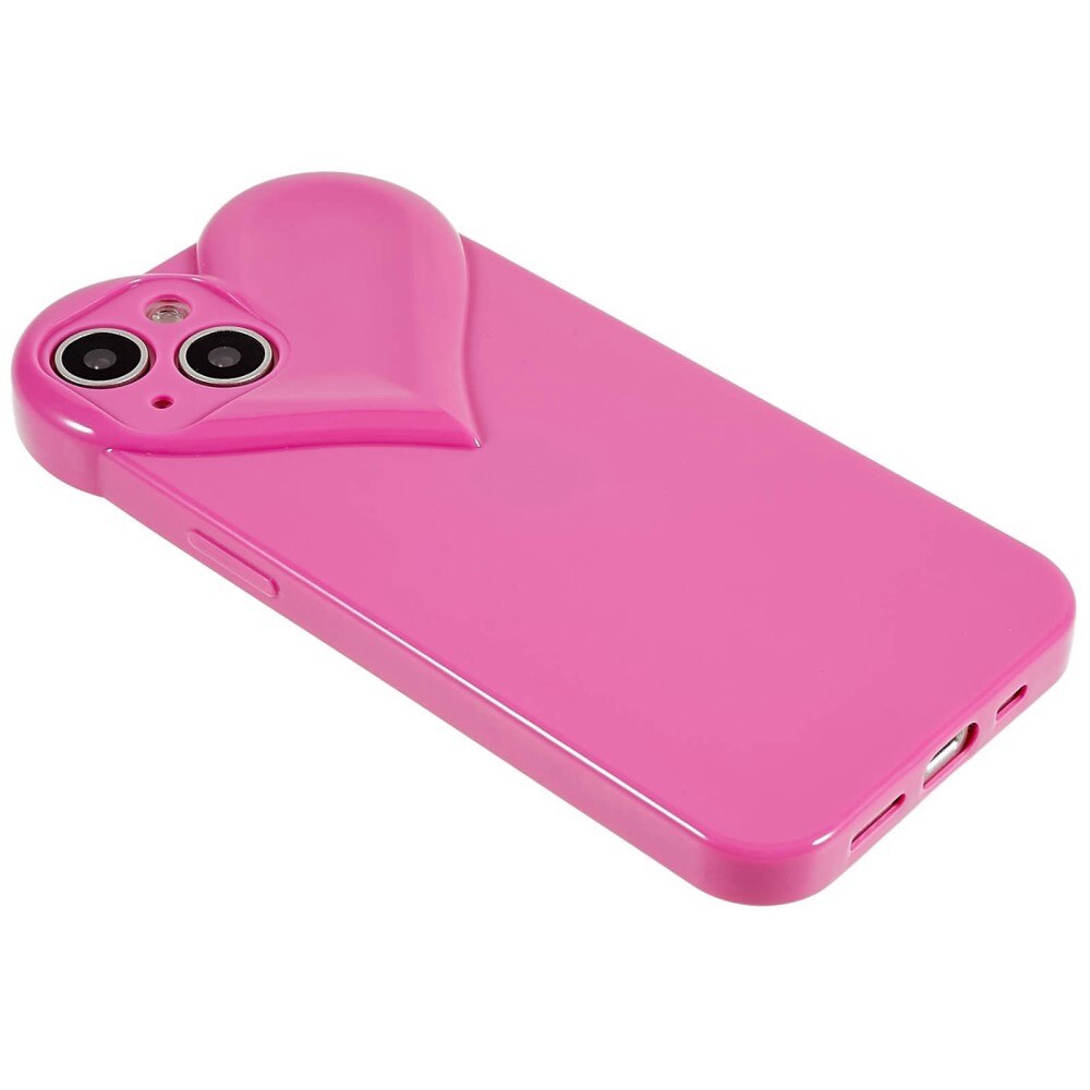 TPU Cover Hjerte iPhone 15 lyserød