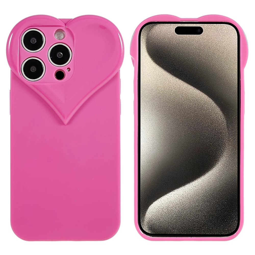 TPU Cover Hjerte iPhone 15 Pro lyserød