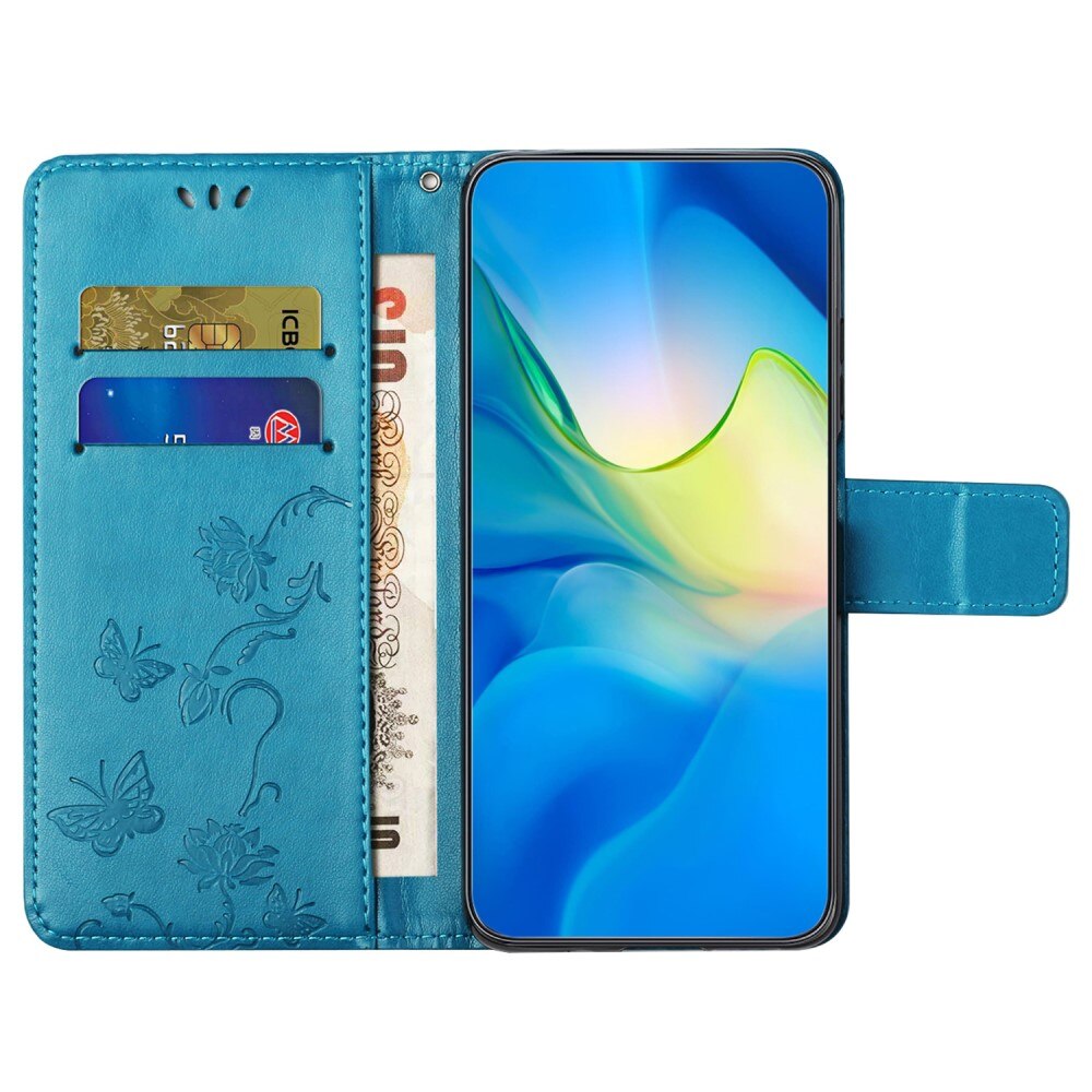 Læderetui Sommerfugle Motorola Moto G54 Blå