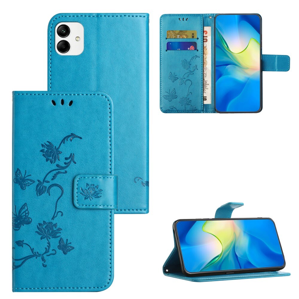 Læderetui Sommerfugle Motorola Moto G54 Blå