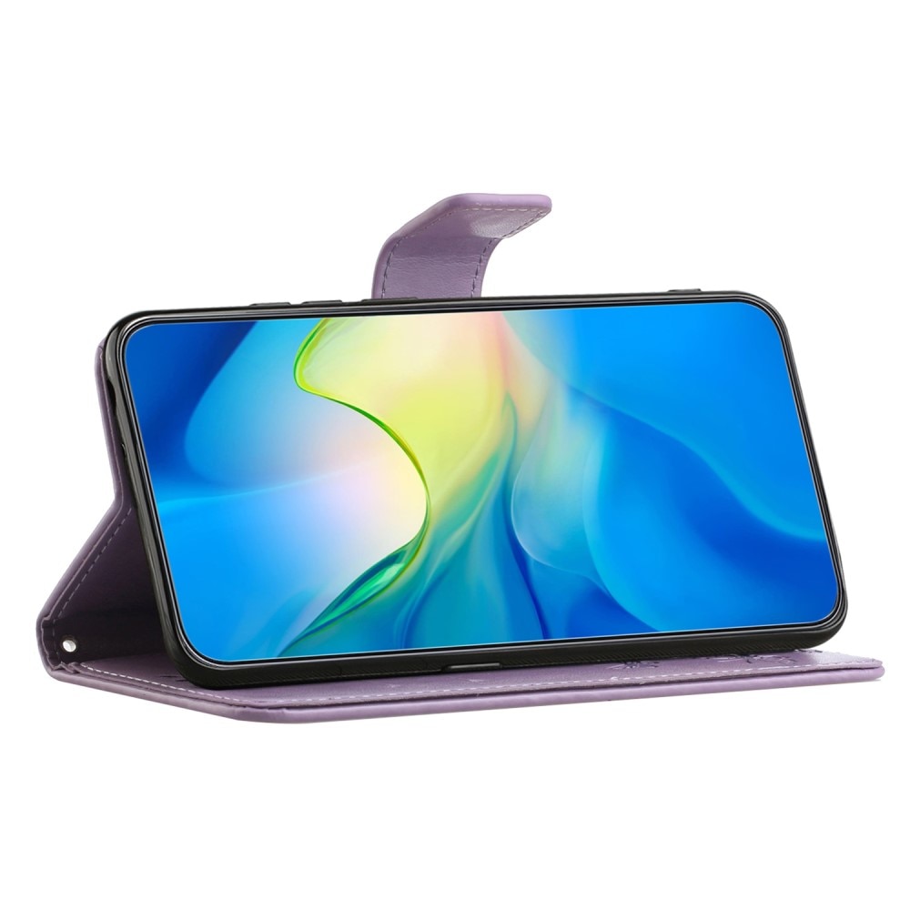 Læderetui Sommerfugle Motorola Moto G54 Lilla