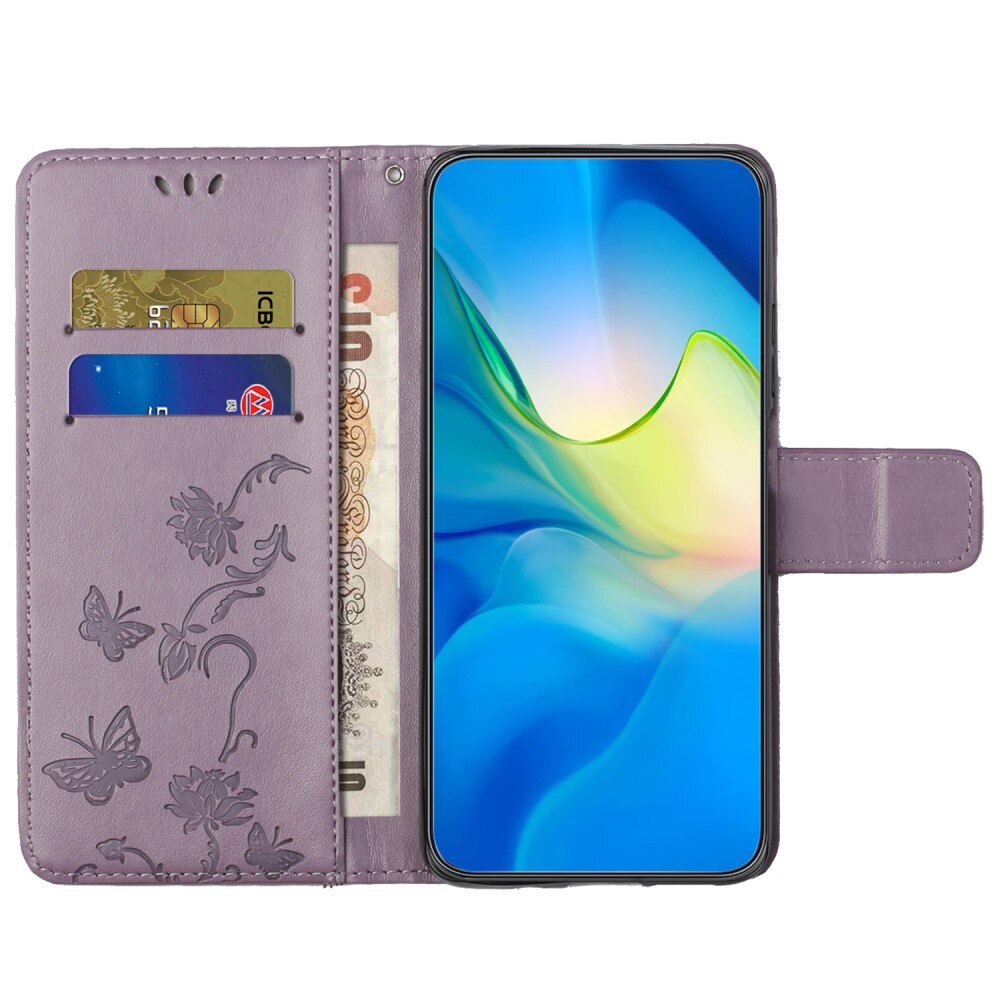 Læderetui Sommerfugle Motorola Moto G54 Lilla