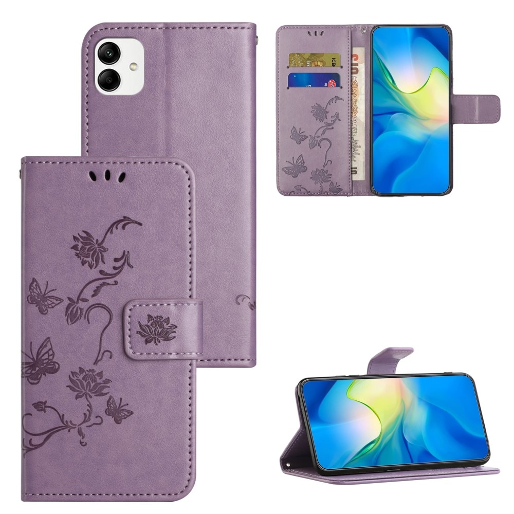 Læderetui Sommerfugle Motorola Moto G54 Lilla