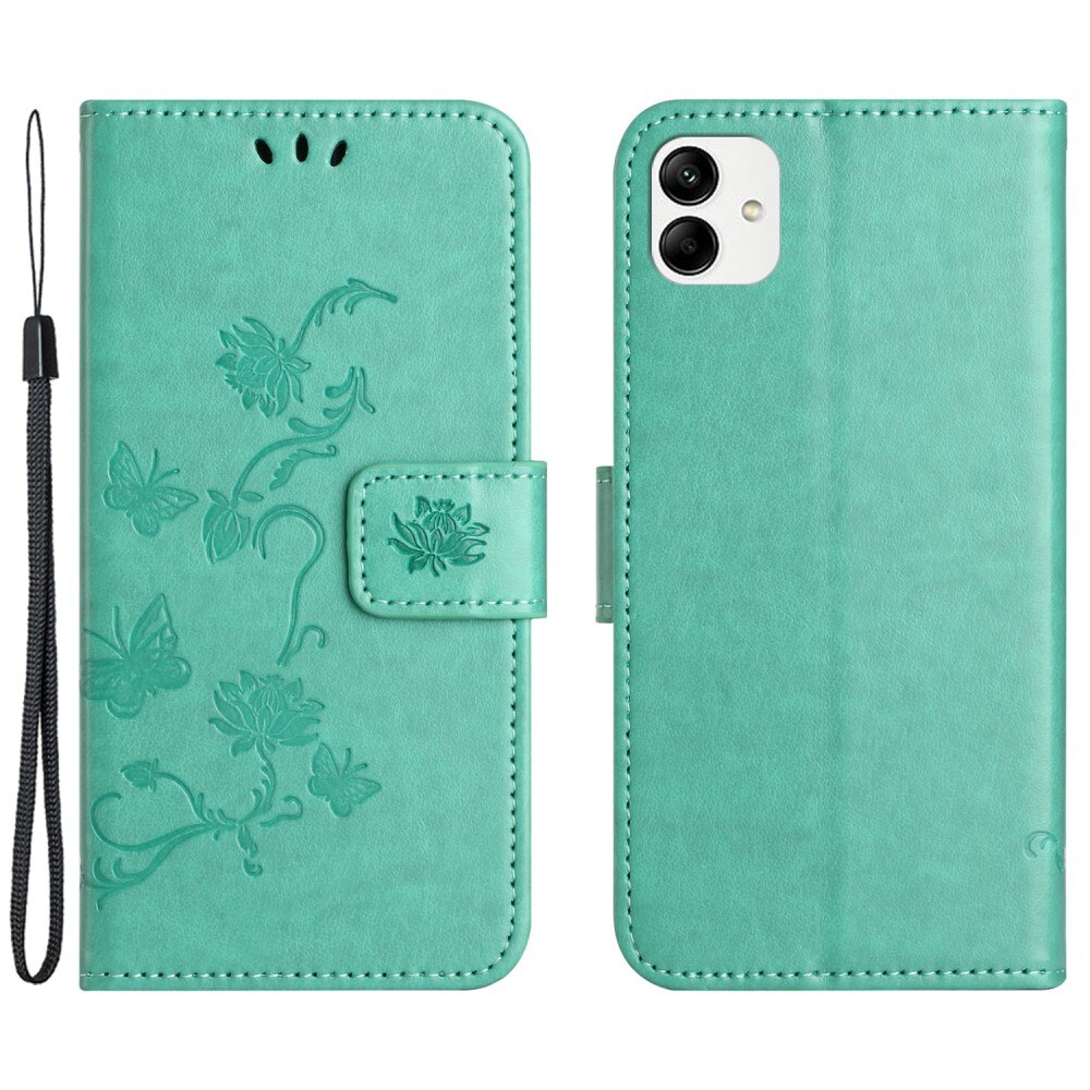 Læderetui Sommerfugle Motorola Moto G54 Grøn