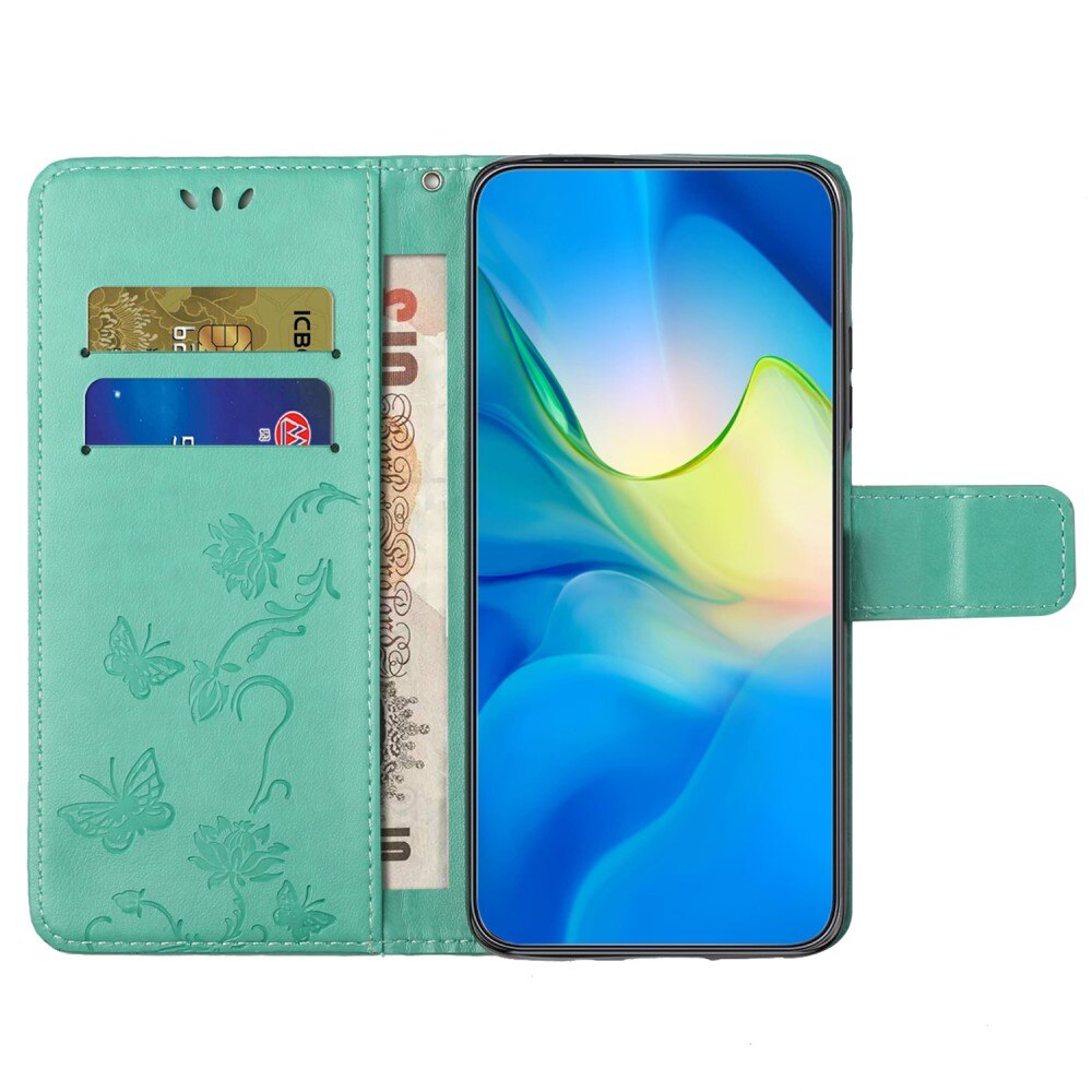 Læderetui Sommerfugle Motorola Moto G54 Grøn