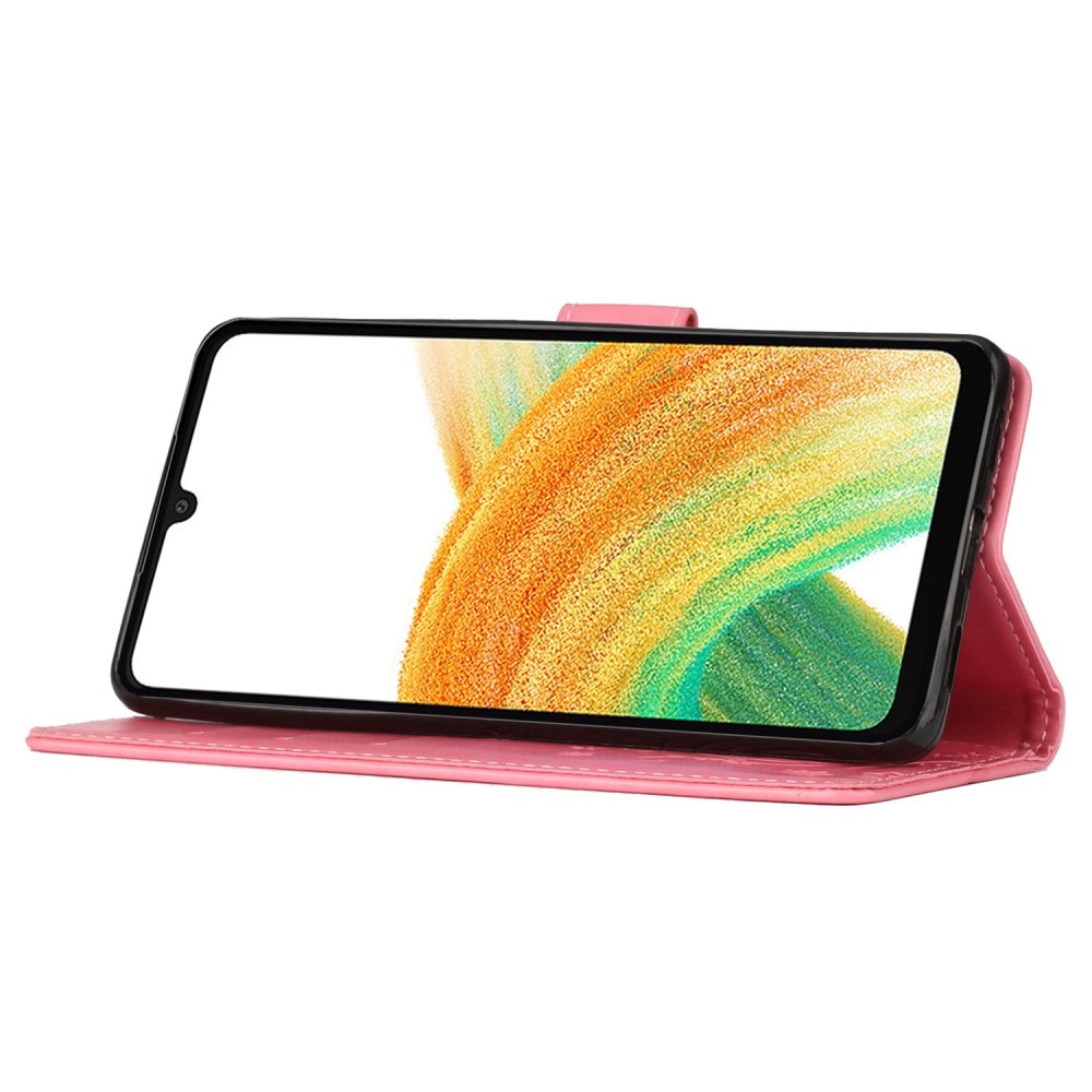 Læderetui Sommerfugle Samsung Galaxy A25 lyserød