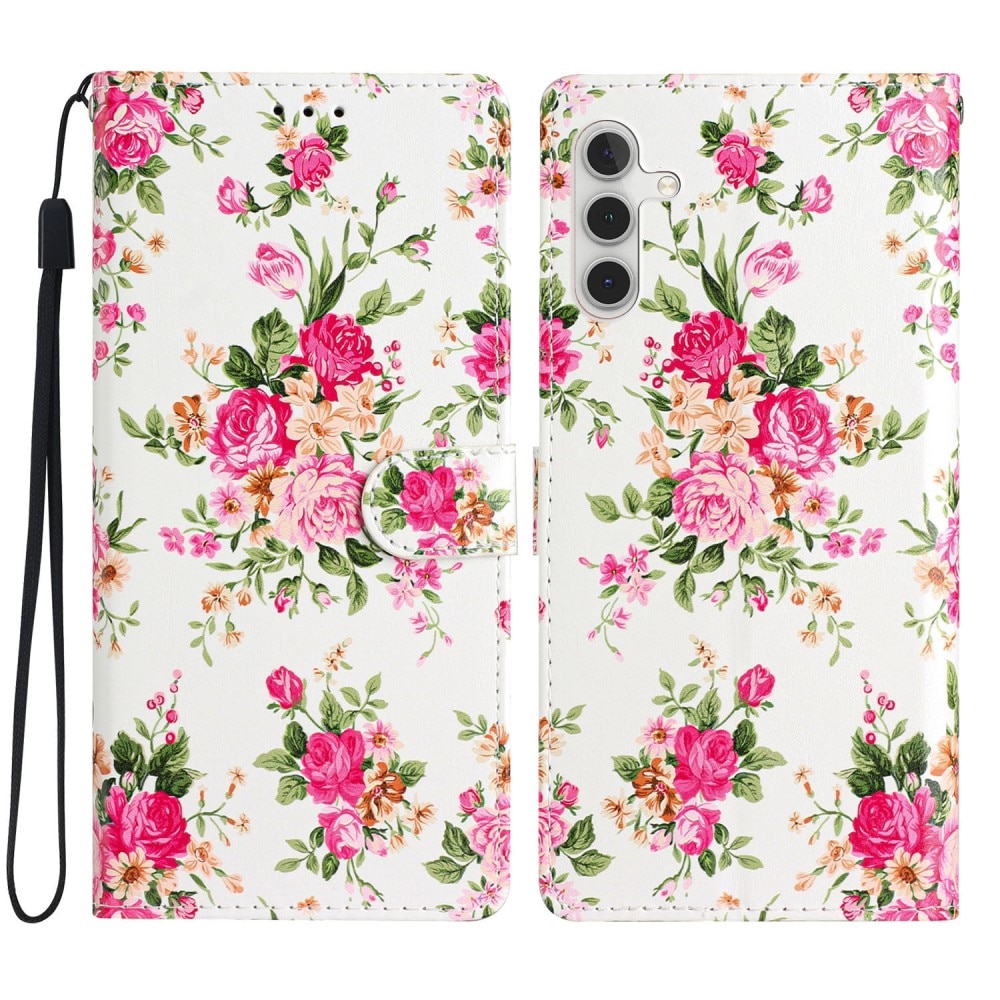 Mobiltaske Samsung Galaxy A15 lyserøde blomster