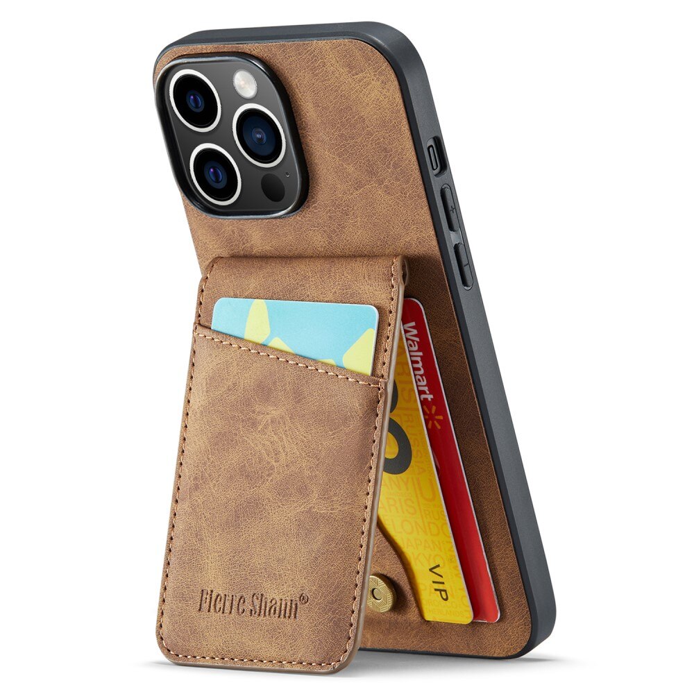 Multi-slot RFID blocking Cover iPhone 15 Pro brun