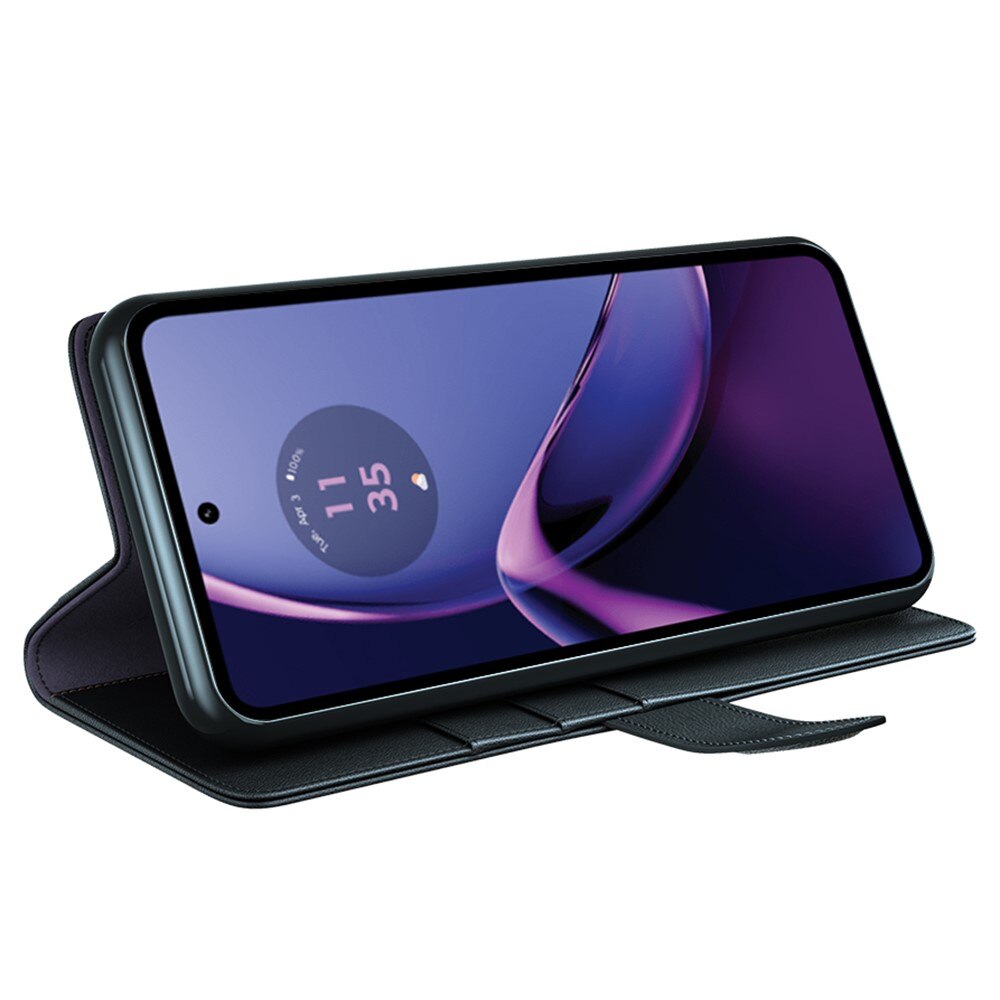 Ægte Læderetui Motorola Moto G84 sort