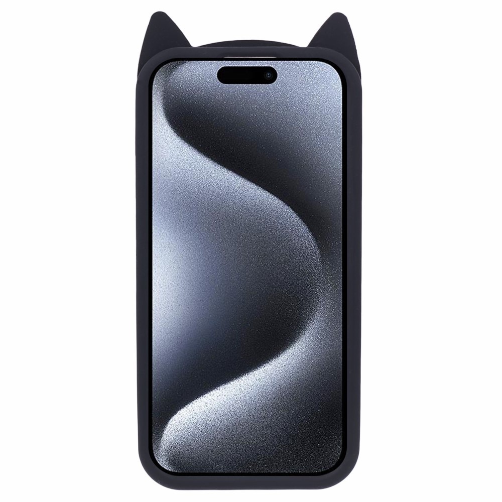 Cover Silikone Kat iPhone 15 Pro Max sort