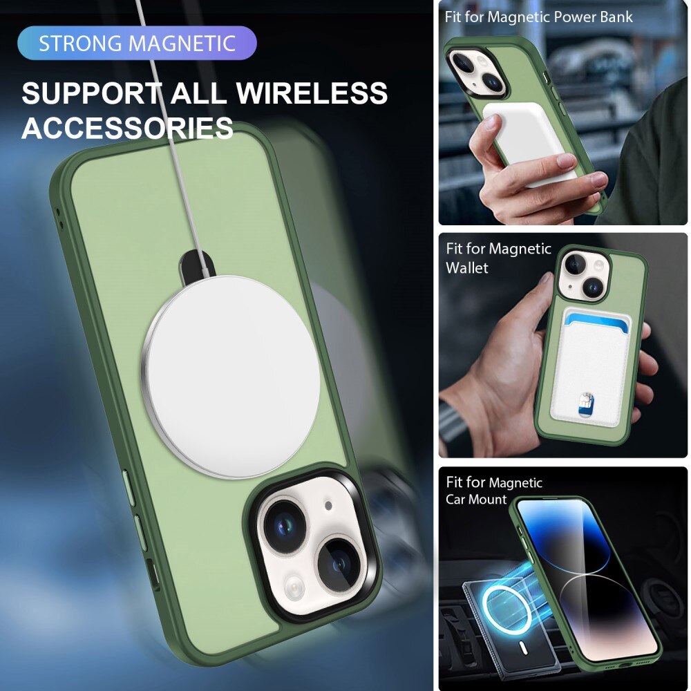 Hybridcover MagSafe Ring iPhone 15 Plus Grøn