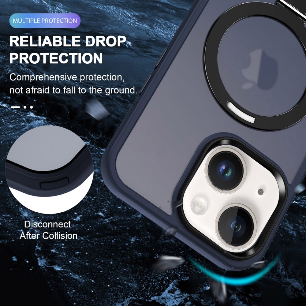 Hybridcover MagSafe Ring iPhone 15 Pro mørkeblå