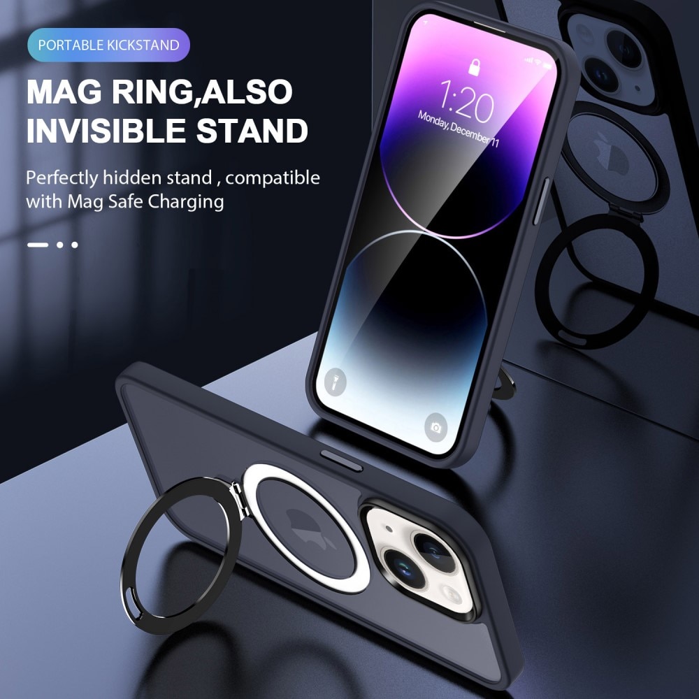 Hybridcover MagSafe Ring iPhone 15 mørkeblå