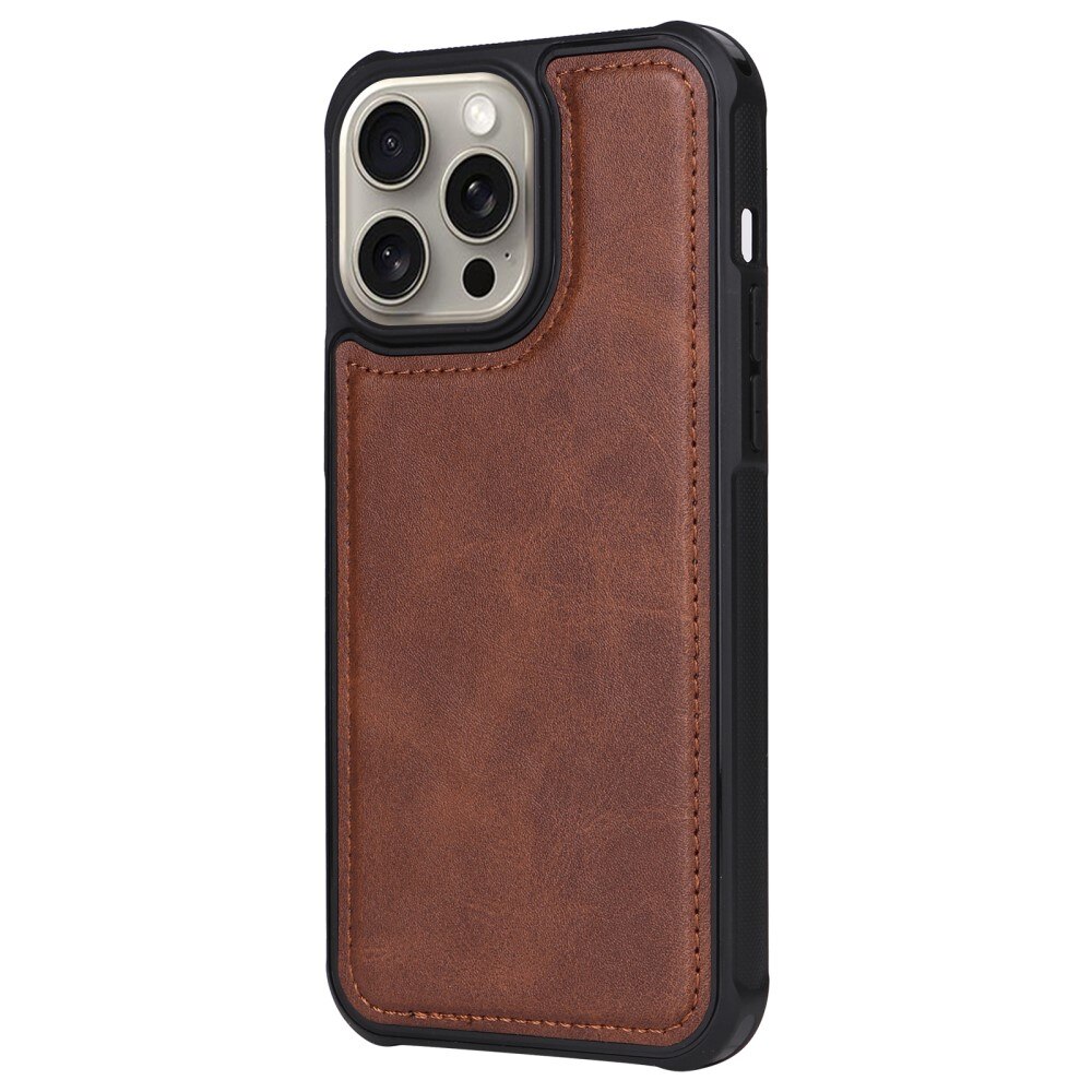 Magnet Leather Wallet iPhone 15 Pro Max brun