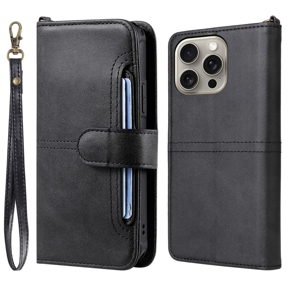 Magnet Leather Wallet iPhone 15 Pro Max sort