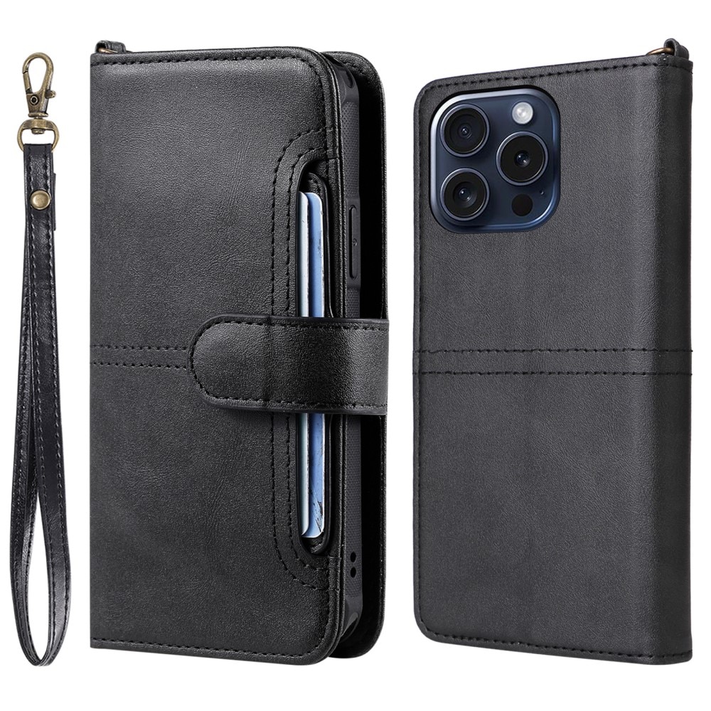 Magnet Leather Wallet iPhone 15 Pro sort