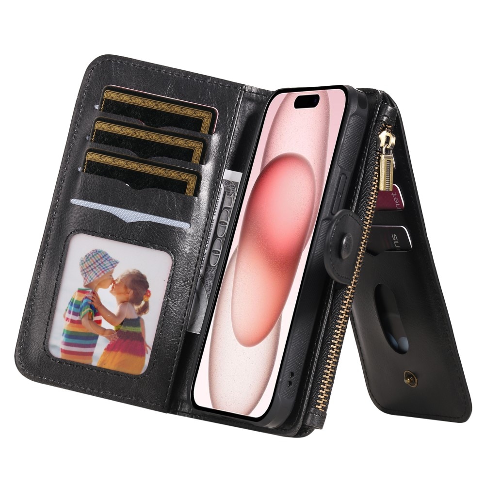 Magnet Leather Multi-Wallet iPhone 15 sort