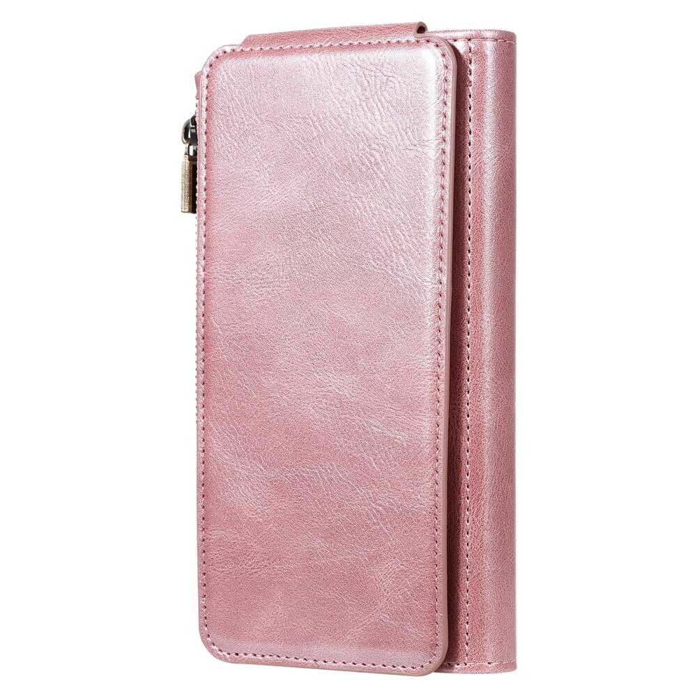 Magnet Leather Multi-Wallet iPhone 15 lyserød