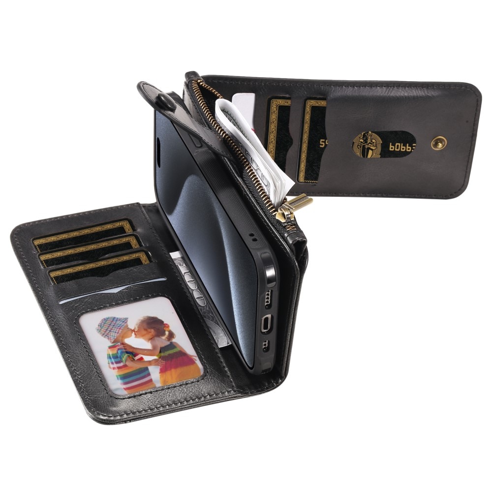 Magnet Leather Multi-Wallet iPhone 15 Pro sort