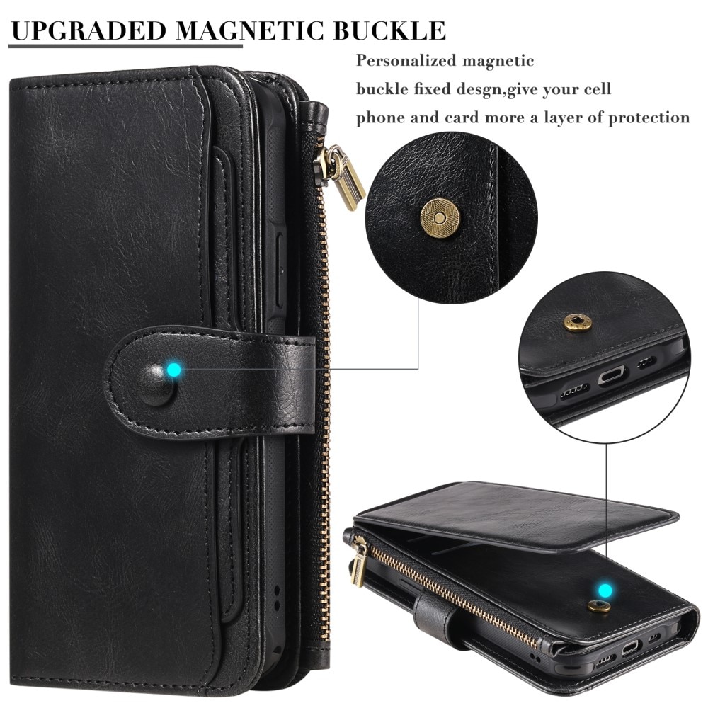 Magnet Leather Multi-Wallet iPhone 15 Pro sort