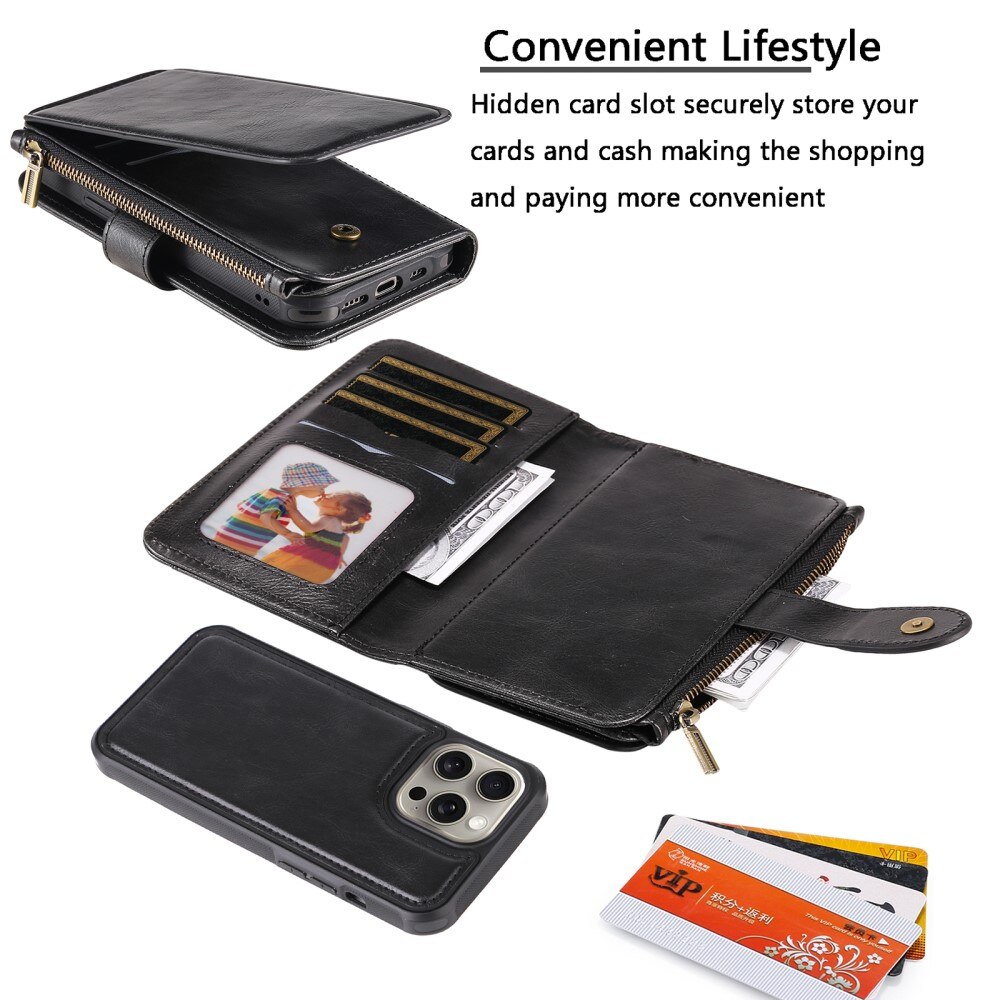 Magnet Leather Multi-Wallet iPhone 15 Pro Max sort