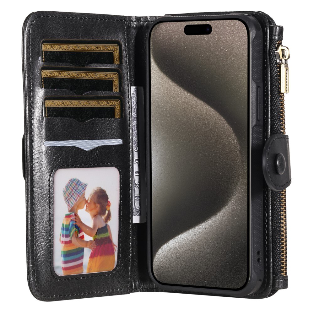 Magnet Leather Multi-Wallet iPhone 15 Pro Max sort