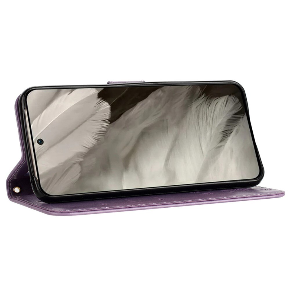 Læderetui Sommerfugle Google Pixel 8 Lilla