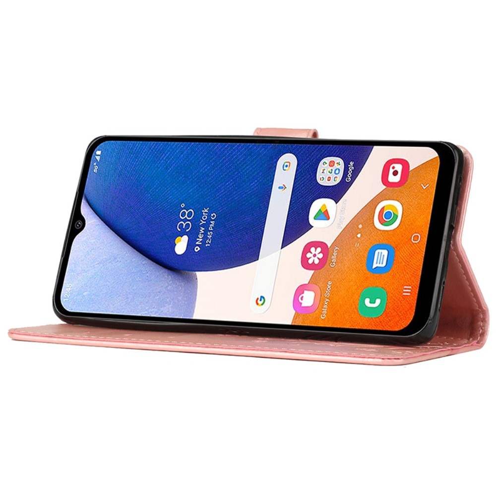 Læderetui Sommerfugle Samsung Galaxy A15 rosaguld