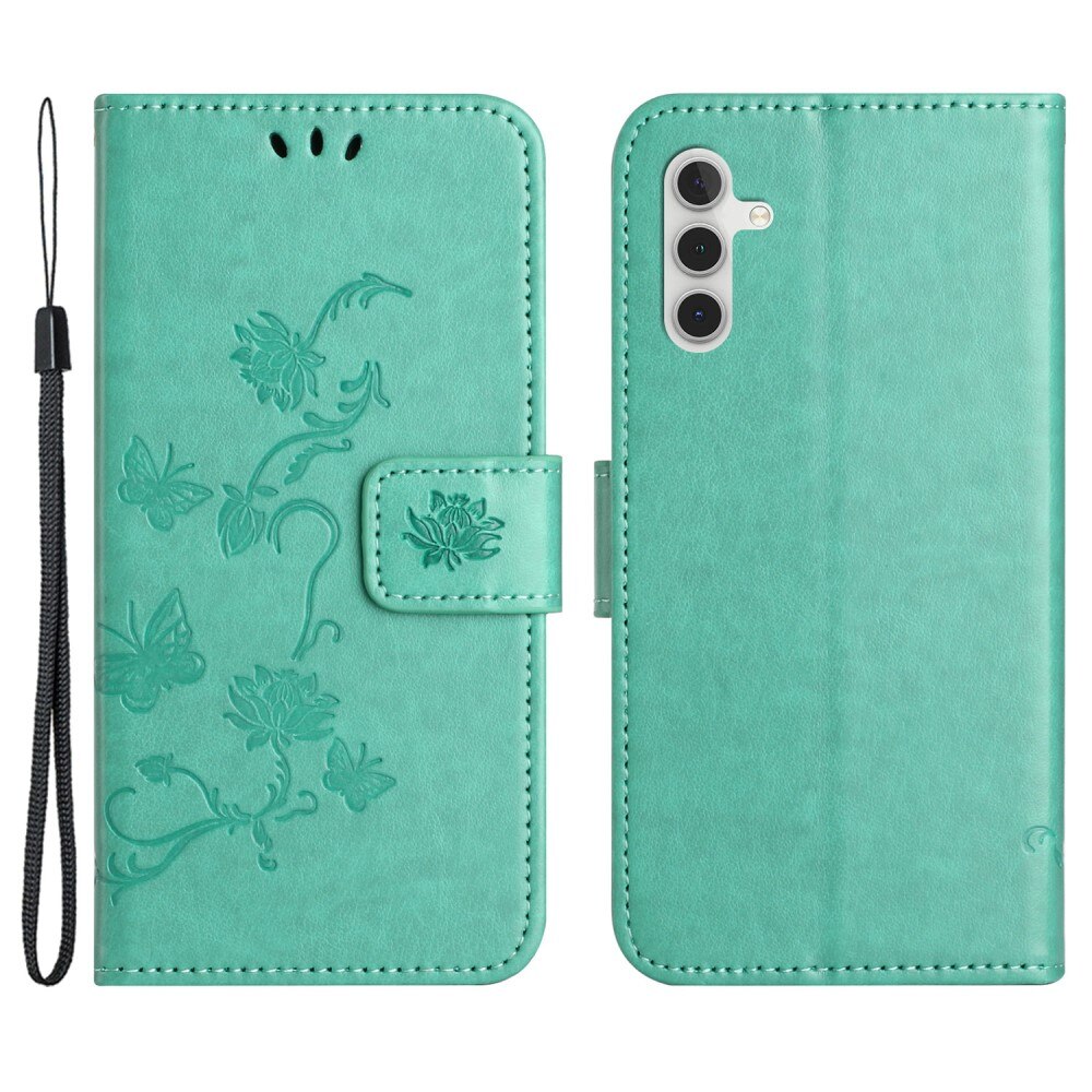 Læderetui Sommerfugle Samsung Galaxy S24 Grøn