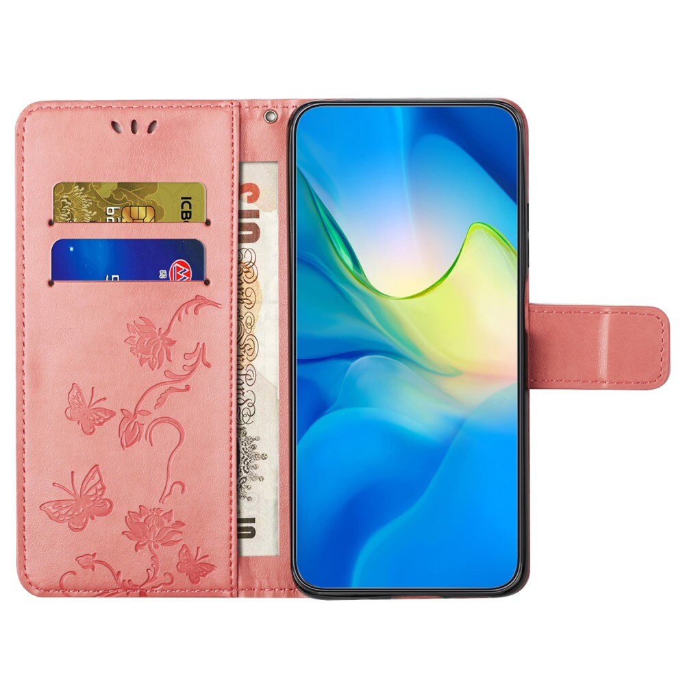 Læderetui Sommerfugle Samsung Galaxy S24 Lyserød