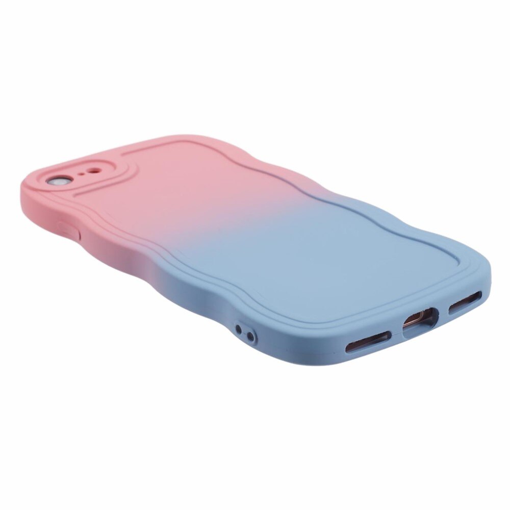 Wavy Edge Cover iPhone SE (2020) lyserød/blå ombre