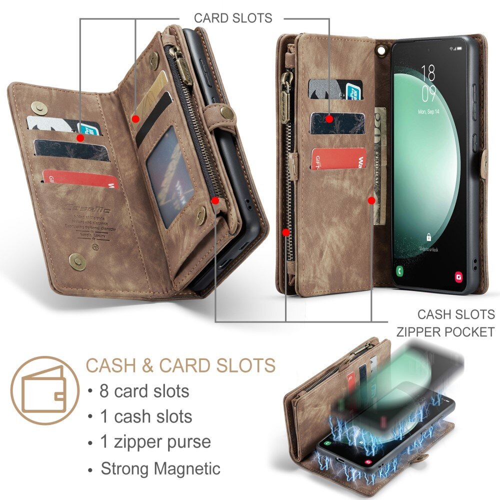 Multi-slot Mobiltaske Samsung Galaxy S23 FE Brun