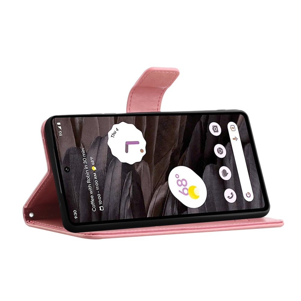 Læderetui Sommerfugle Google Pixel 8a Lyserød