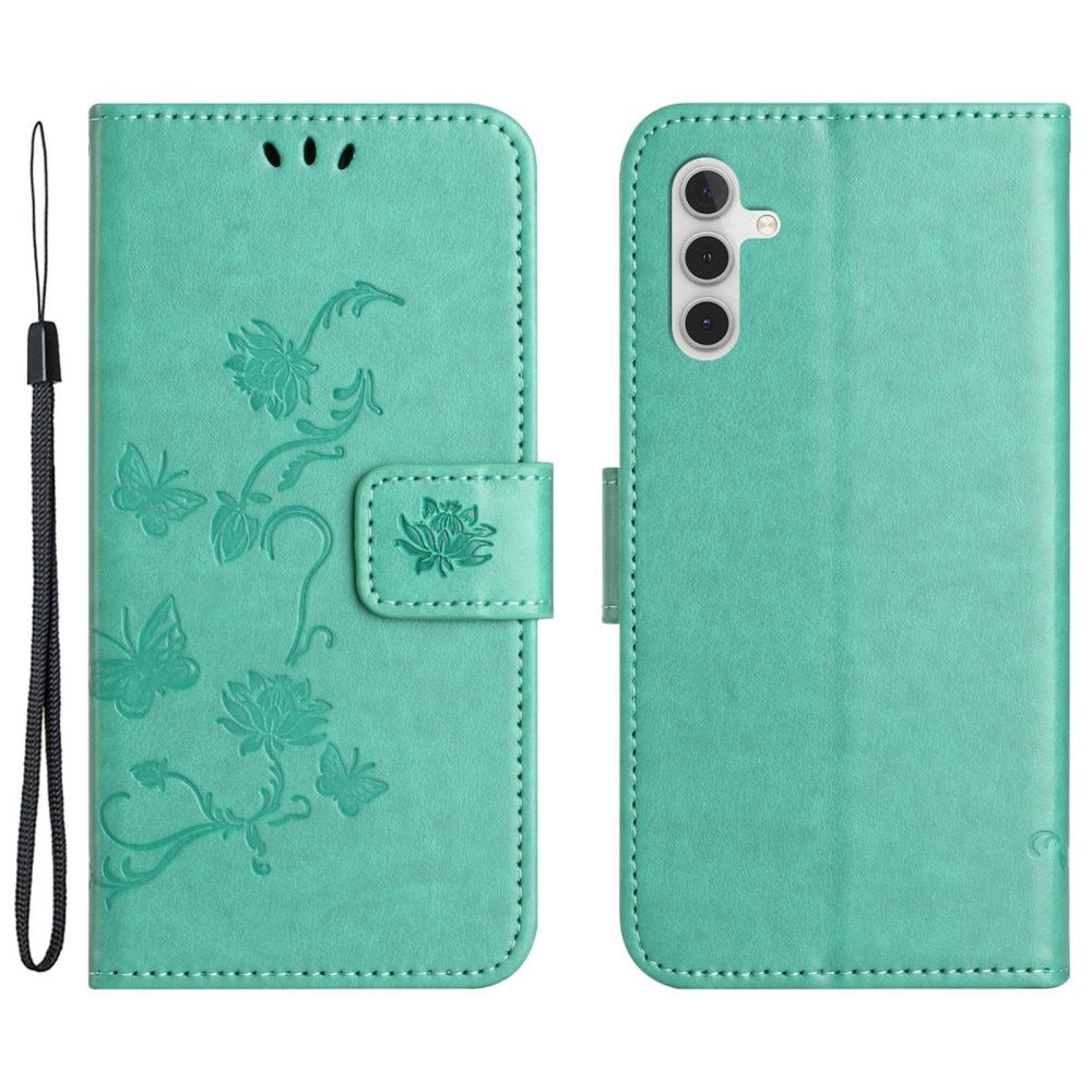 Læderetui Sommerfugle Samsung Galaxy A35 Grøn