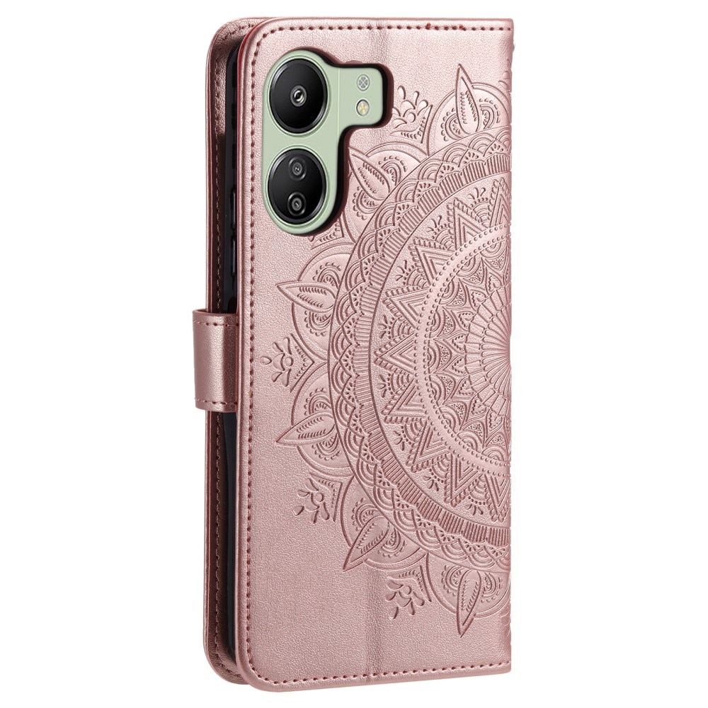 Læderetui Mandala Xiaomi Redmi 13C rose guld