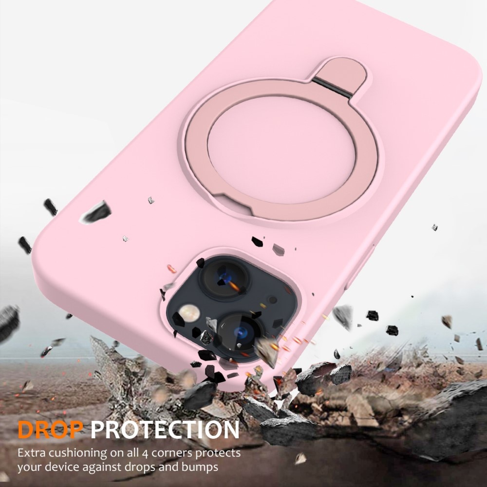 Cover Silikone Kickstand MagSafe iPhone 15 lyserød