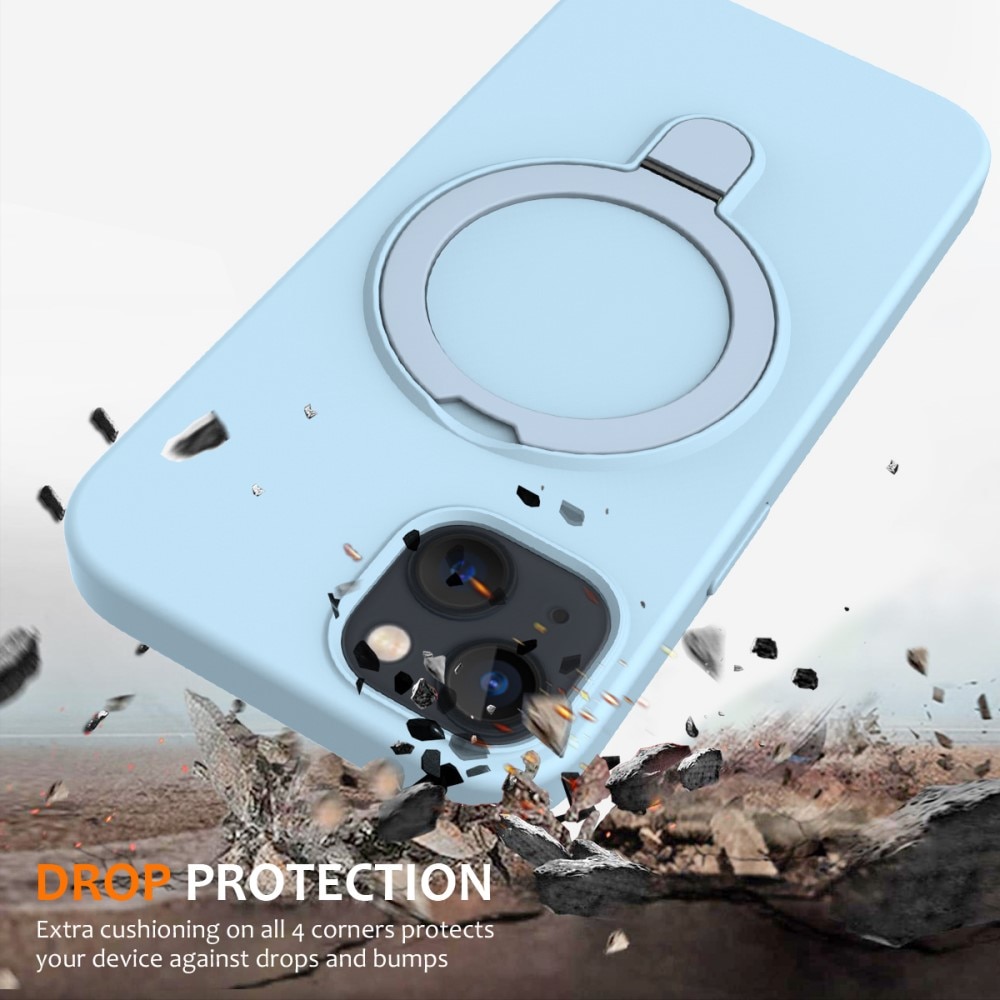 Cover Silikone Kickstand MagSafe iPhone 15 blå