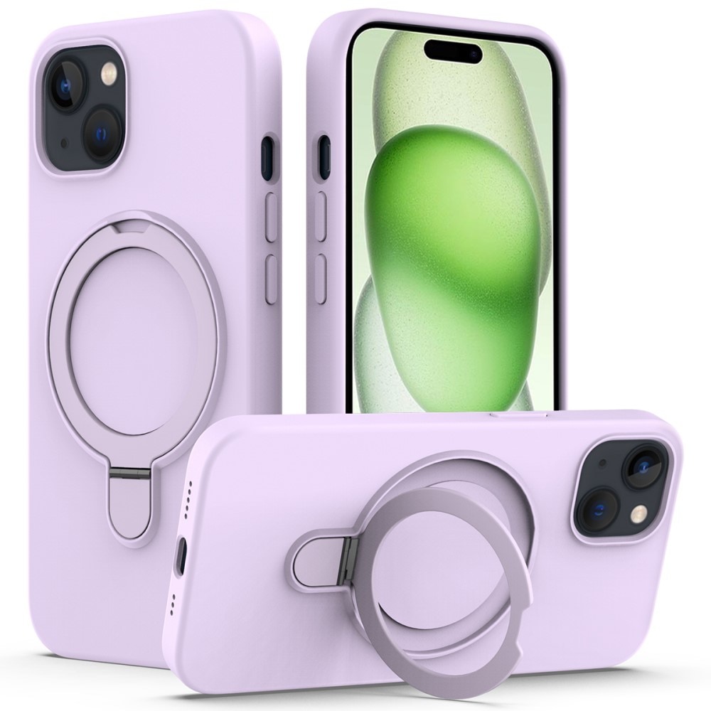 Cover Silikone Kickstand MagSafe iPhone 15 lila