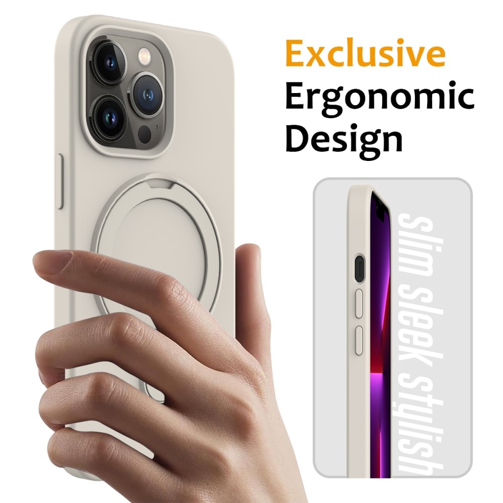 Cover Silikone Kickstand MagSafe iPhone 15 Pro beige
