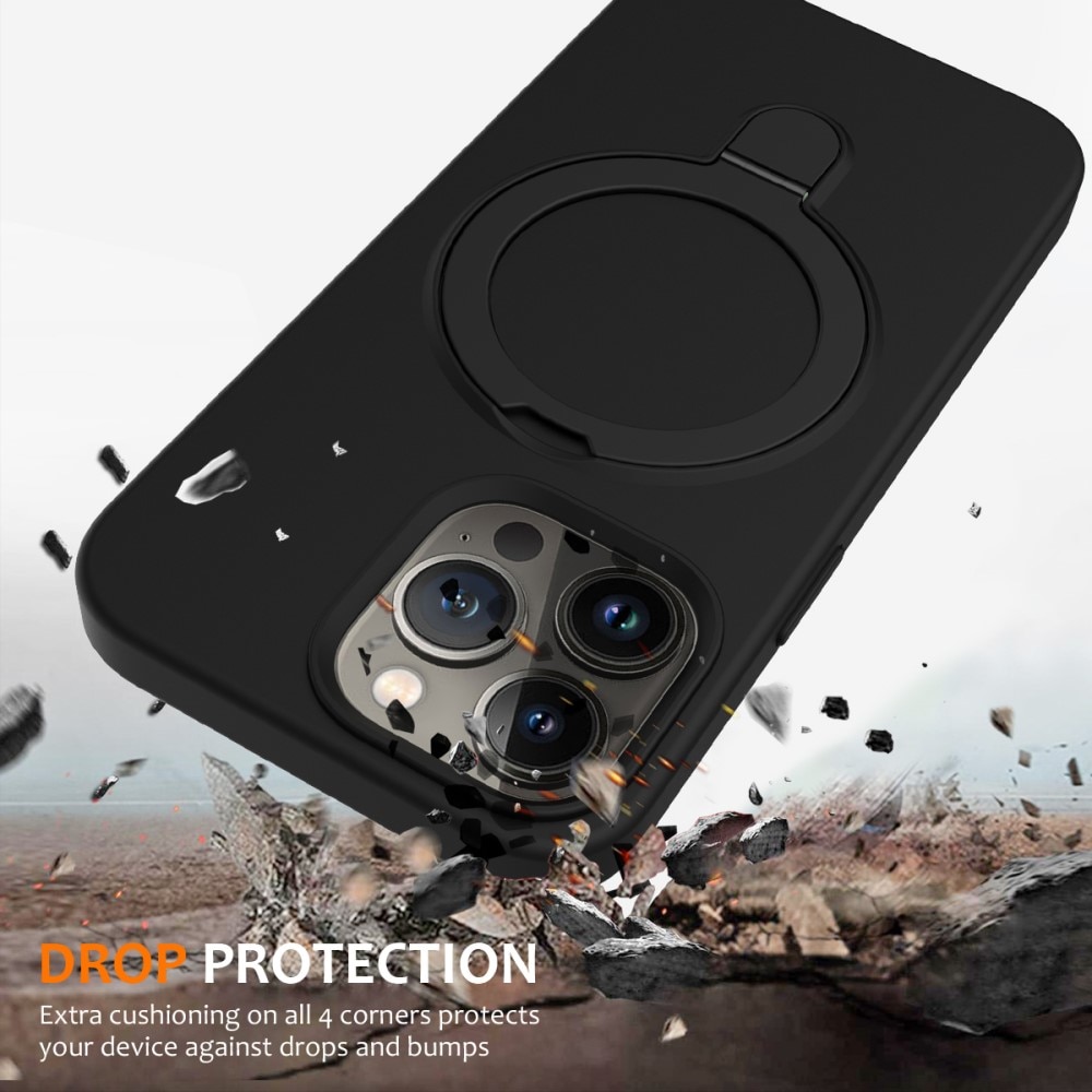 Cover Silikone Kickstand MagSafe iPhone 15 Pro Max sort