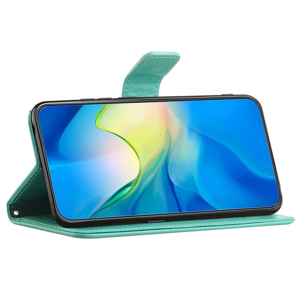 Læderetui Sommerfugle Samsung Galaxy A55 grøn