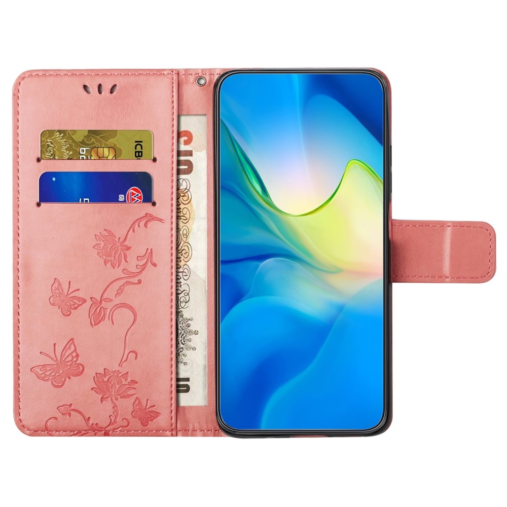 Læderetui Sommerfugle Samsung Galaxy A55 Lyserød