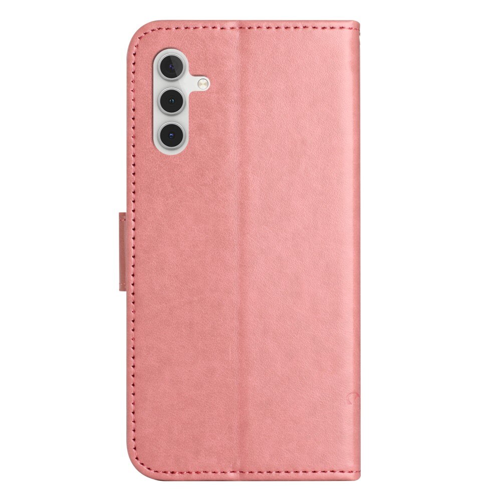 Læderetui Sommerfugle Samsung Galaxy A55 Lyserød