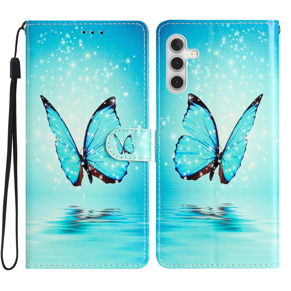 Mobiltaske Samsung Galaxy A55 blå sommerfugle