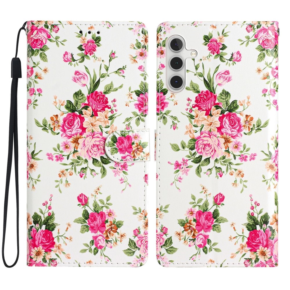 Mobiltaske Samsung Galaxy A55 lyserøde blomster