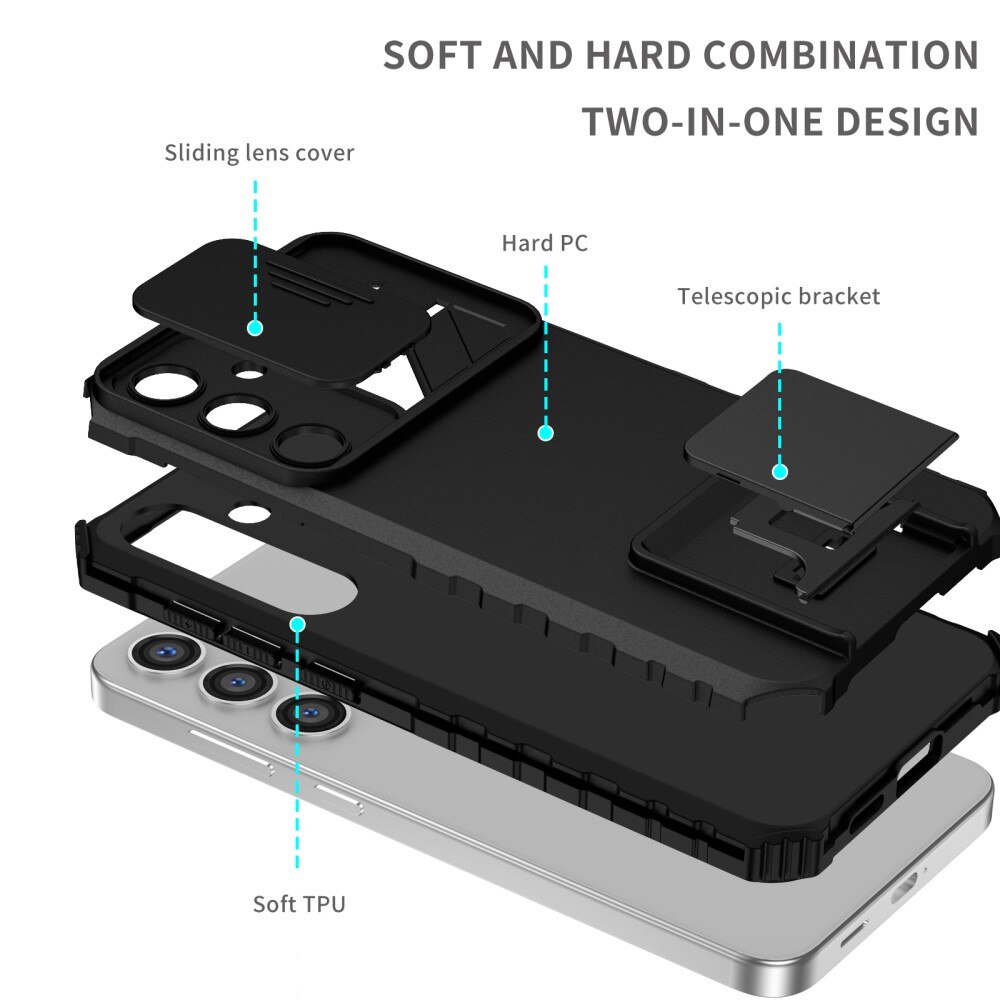 Samsung Galaxy S24 Kickstand Cover kamerabeskyttelse sort